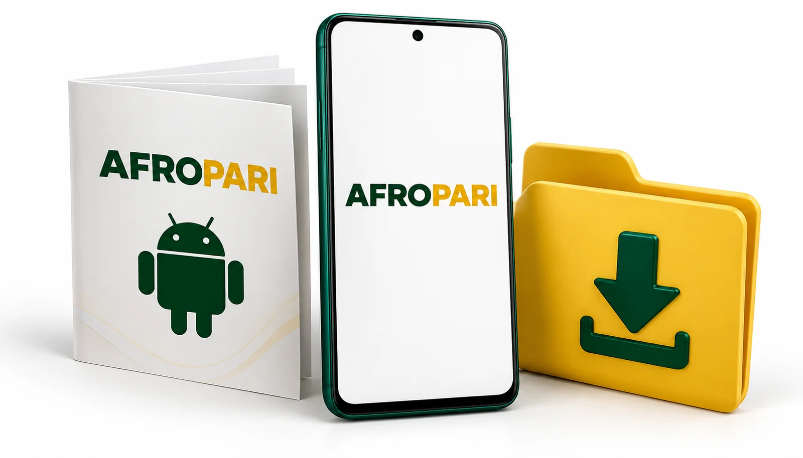 Editorial Afropari Android phone and download-folder illustration.